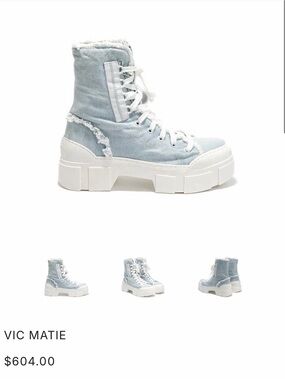 Vic Matie Light Blue Lace-Up Platform High-Top Boots